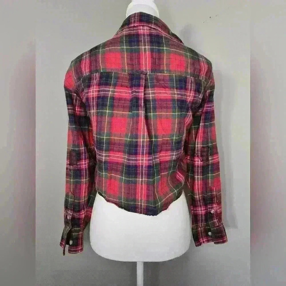 American Eagle Womens Flannel Button-Down With Patchwork Elbow - Picture 10 of 11